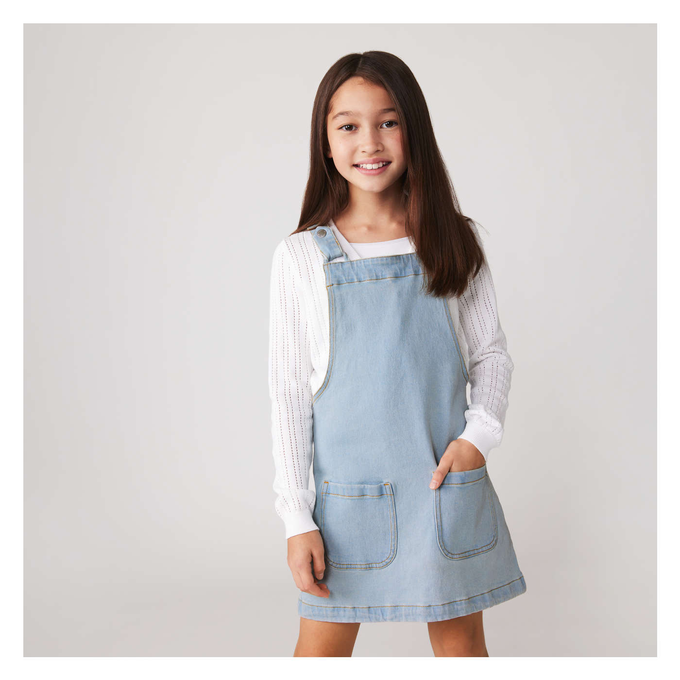 Joe Fresh Robe chasuble en denim pour filles 1 ea Provigo